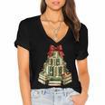 Christmas Book Tree Coquette Bow Xmas Reading Librarian Girl Women's Jersey Short Sleeve Deep V-Neck Tshirt Christmas Book Tree Coquette Bow Xmas Reading Librarian Girl Women's Jersey Short Sleeve Deep V-Neck Tshirt