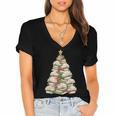 Christmas Book Tree Teacher Book Lover Xmas Librarian Women's Jersey Short Sleeve Deep V-Neck Tshirt Christmas Book Tree Teacher Book Lover Xmas Librarian Women's Jersey Short Sleeve Deep V-Neck Tshirt