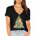 Christmas Books Make You Bright Librarian Teacher Book Lover Women's Jersey Short Sleeve Deep V-Neck Tshirt