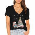 Christmas A Penguin Reading Book Snowflake Cocoa Hot Teacher Women's Jersey Short Sleeve Deep V-Neck Tshirt Christmas A Penguin Reading Book Snowflake Cocoa Hot Teacher Women's Jersey Short Sleeve Deep V-Neck Tshirt