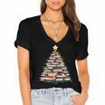Christmas Tree Books Book Reading Bookworm Women's Jersey Short Sleeve Deep V-Neck Tshirt