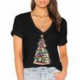 Christmas Tree Of Books For Readers And Librarians Women's Jersey Short Sleeve Deep V-Neck Tshirt Christmas Tree Of Books For Readers And Librarians Women's Jersey Short Sleeve Deep V-Neck Tshirt