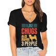 Chug Dog Retro Vintage Pughuahua Owner Fur Parent Introvert Women's Jersey Short Sleeve Deep V-Neck Tshirt