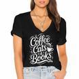 Coffee Cats & Books Reading Book Lover Reader Women's Jersey Short Sleeve Deep V-Neck Tshirt Coffee Cats & Books Reading Book Lover Reader Women's Jersey Short Sleeve Deep V-Neck Tshirt