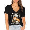 Coffee Cats And Books Lover For Women & Men Coffee Women's Jersey Short Sleeve Deep V-Neck Tshirt