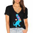 Cool Dinosaur Books Art For Men Women Libarian Book Lover Women's Jersey Short Sleeve Deep V-Neck Tshirt Cool Dinosaur Books Art For Men Women Libarian Book Lover Women's Jersey Short Sleeve Deep V-Neck Tshirt