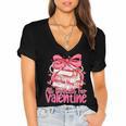 Coquette Bow All Booked For Valentines Teacher Book Women's Jersey Short Sleeve Deep V-Neck Tshirt Coquette Bow All Booked For Valentines Teacher Book Women's Jersey Short Sleeve Deep V-Neck Tshirt