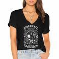 Cozy Bear Reading Hibernate With a Book Women's Jersey Short Sleeve Deep V-Neck Tshirt