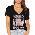 In My Cozy Iced Coffee And Books Era Women's Jersey Short Sleeve Deep V-Neck Tshirt In My Cozy Iced Coffee And Books Era Women's Jersey Short Sleeve Deep V-Neck Tshirt
