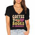 Crochet Coffee Reading Books Crocheter Crocheting Women's Jersey Short Sleeve Deep V-Neck Tshirt