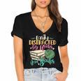 Crochet And Reading Crocheter Bookish Crocheting Book Lover Women's Jersey Short Sleeve Deep V-Neck Tshirt Crochet And Reading Crocheter Bookish Crocheting Book Lover Women's Jersey Short Sleeve Deep V-Neck Tshirt