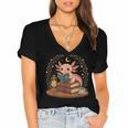 Cute Axolotl Reading Books Cozy Bookworm Women's Jersey Short Sleeve Deep V-Neck Tshirt Cute Axolotl Reading Books Cozy Bookworm Women's Jersey Short Sleeve Deep V-Neck Tshirt