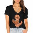 Cute Bookworm Worm Reading Book Glasses Nerdy Women's Jersey Short Sleeve Deep V-Neck Tshirt Cute Bookworm Worm Reading Book Glasses Nerdy Women's Jersey Short Sleeve Deep V-Neck Tshirt