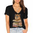 Cute Capybara Reading Books Animal Capybara Bookworms Women's Jersey Short Sleeve Deep V-Neck Tshirt Cute Capybara Reading Books Animal Capybara Bookworms Women's Jersey Short Sleeve Deep V-Neck Tshirt