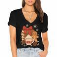 Cute Christmas Books Gingerbread Xmas Book Lover Teacher Women's Jersey Short Sleeve Deep V-Neck Tshirt Cute Christmas Books Gingerbread Xmas Book Lover Teacher Women's Jersey Short Sleeve Deep V-Neck Tshirt