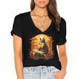 Cute Corgi Dog In Japanese Kimono With Book Men Women Girls Kids Women's Jersey Short Sleeve Deep V-Neck Tshirt