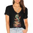 Cute Dragon Reading Book Bookworm Dragons And Books Women's Jersey Short Sleeve Deep V-Neck Tshirt Cute Dragon Reading Book Bookworm Dragons And Books Women's Jersey Short Sleeve Deep V-Neck Tshirt