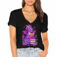 Cute Dragon Reading Books Bookworm Women's Jersey Short Sleeve Deep V-Neck Tshirt