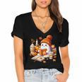 Cute Ghost Reading Book Lovers Halloween Pumpkin Women Girls Women's Jersey Short Sleeve Deep V-Neck Tshirt Cute Ghost Reading Book Lovers Halloween Pumpkin Women Girls Women's Jersey Short Sleeve Deep V-Neck Tshirt
