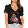 Cute Gingerbread Man Reading Book Nerd Christmas Bookish Women's Jersey Short Sleeve Deep V-Neck Tshirt Cute Gingerbread Man Reading Book Nerd Christmas Bookish Women's Jersey Short Sleeve Deep V-Neck Tshirt