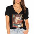 Cute Hedgehog Book Nerd Women's Jersey Short Sleeve Deep V-Neck Tshirt Cute Hedgehog Book Nerd Women's Jersey Short Sleeve Deep V-Neck Tshirt