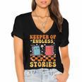 Cute Librarian Library Book Lover Keeper Of Endless Stories Women's Jersey Short Sleeve Deep V-Neck Tshirt Cute Librarian Library Book Lover Keeper Of Endless Stories Women's Jersey Short Sleeve Deep V-Neck Tshirt