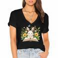 Cute Rabbit And Book Women Girls Reading Book Rabbit Lover Women's Jersey Short Sleeve Deep V-Neck Tshirt Cute Rabbit And Book Women Girls Reading Book Rabbit Lover Women's Jersey Short Sleeve Deep V-Neck Tshirt