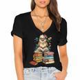 Cute Reading Chicken With Glasses Books Bookworm Reader Book Women's Jersey Short Sleeve Deep V-Neck Tshirt Cute Reading Chicken With Glasses Books Bookworm Reader Book Women's Jersey Short Sleeve Deep V-Neck Tshirt