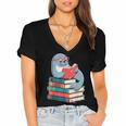 Cute Reading Seal On Books Book Lover Women's Jersey Short Sleeve Deep V-Neck Tshirt Cute Reading Seal On Books Book Lover Women's Jersey Short Sleeve Deep V-Neck Tshirt
