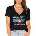 Cute Snowman Let It Snow I Have Books Reader Women's Jersey Short Sleeve Deep V-Neck Tshirt