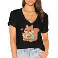 Cute Squirrel Reading A Book Lovers Anime Kawaii Women Kids Women's Jersey Short Sleeve Deep V-Neck Tshirt Cute Squirrel Reading A Book Lovers Anime Kawaii Women Kids Women's Jersey Short Sleeve Deep V-Neck Tshirt