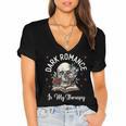 Dark Romance Is My Therapy Book Lover Merch Trigger Warning Women's Jersey Short Sleeve Deep V-Neck Tshirt