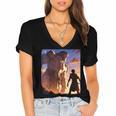 David And Goliath Bible Book Of Samuel Famous Bible Story Women's Jersey Short Sleeve Deep V-Neck Tshirt