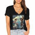 David And Goliath Bible Book Of Samuel King David Comic Women's Jersey Short Sleeve Deep V-Neck Tshirt