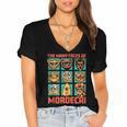 DCC Many Faces Of Mordecai Grid Gamer Series Book Women's Jersey Short Sleeve Deep V-Neck Tshirt DCC Many Faces Of Mordecai Grid Gamer Series Book Women's Jersey Short Sleeve Deep V-Neck Tshirt