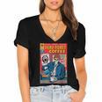 Dead Roast Coffee Comic Book Cover Style Skeleton Barista Women's Jersey Short Sleeve Deep V-Neck Tshirt