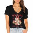 Dear Santa More Books Please Reading Book Lover Christmas Women's Jersey Short Sleeve Deep V-Neck Tshirt