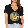 Dog Reading Book Rain Cozy Umbrella Cute Art Men Women's Jersey Short Sleeve Deep V-Neck Tshirt