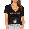 Dog-Trovert Shih Tzu Humor Definition Introvert Women's Jersey Short Sleeve Deep V-Neck Tshirt