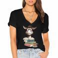 Donkey Reading Book Read Books Be Kind Stay Weird Librarian Women's Jersey Short Sleeve Deep V-Neck Tshirt Donkey Reading Book Read Books Be Kind Stay Weird Librarian Women's Jersey Short Sleeve Deep V-Neck Tshirt
