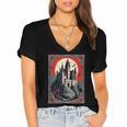 Dracula's Castle Book Cover Illustration Women's Jersey Short Sleeve Deep V-Neck Tshirt