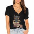 Dragon Read Books Be Kind Stay Weird Book Lover Women's Jersey Short Sleeve Deep V-Neck Tshirt
