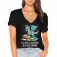 Be A Dragon Read Reading Book Librarian Men Women Kids Women's Jersey Short Sleeve Deep V-Neck Tshirt