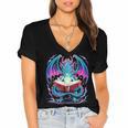 Dragon Reading Book Lover Women's Jersey Short Sleeve Deep V-Neck Tshirt