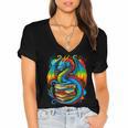 Dragon Reading Colorful Fantasy Book Lover Women's Jersey Short Sleeve Deep V-Neck Tshirt Dragon Reading Colorful Fantasy Book Lover Women's Jersey Short Sleeve Deep V-Neck Tshirt