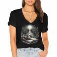 Duck Reading Book Full Moon Lake Scenery Women's Jersey Short Sleeve Deep V-Neck Tshirt Duck Reading Book Full Moon Lake Scenery Women's Jersey Short Sleeve Deep V-Neck Tshirt