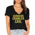 Dungeon Crawler Carl Yellow Text Logo LitRPG Series Book Women's Jersey Short Sleeve Deep V-Neck Tshirt Dungeon Crawler Carl Yellow Text Logo LitRPG Series Book Women's Jersey Short Sleeve Deep V-Neck Tshirt