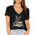 Dutch Shepherd Books Reading Dog Breed Graphic Women's Jersey Short Sleeve Deep V-Neck Tshirt Dutch Shepherd Books Reading Dog Breed Graphic Women's Jersey Short Sleeve Deep V-Neck Tshirt