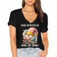 Easily Distracted By Books And Gnomes Book Reading Gnome Women's Jersey Short Sleeve Deep V-Neck Tshirt Easily Distracted By Books And Gnomes Book Reading Gnome Women's Jersey Short Sleeve Deep V-Neck Tshirt