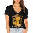 Easily Distracted By Cats And Books Cute Cat Book Lover Women's Jersey Short Sleeve Deep V-Neck Tshirt